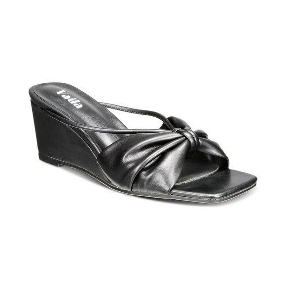 VAILA SHOES Women's Olivia Knotted Slide Wedge Sandals  Black Size 13M - Picture 1 of 6